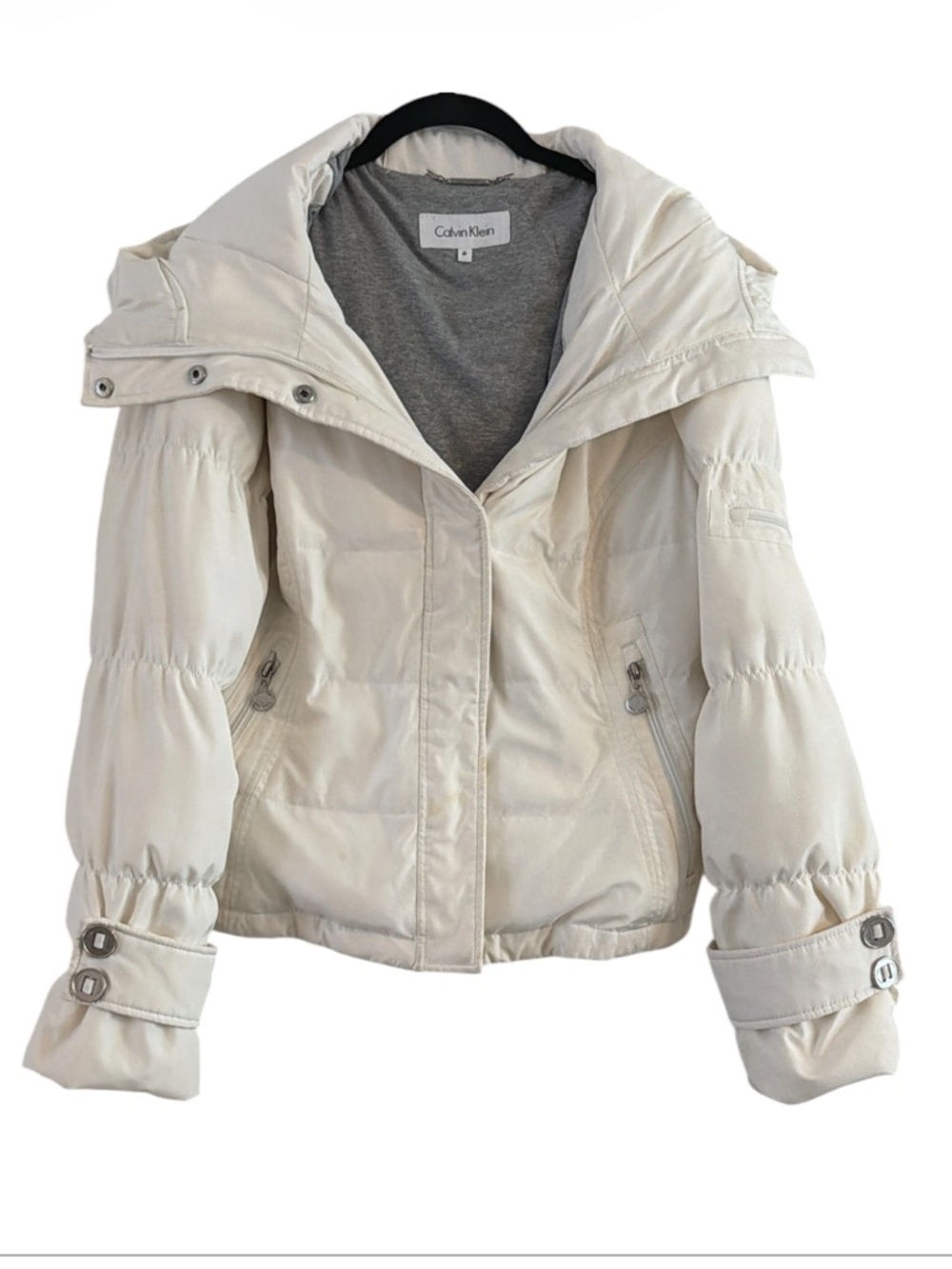 Calvin Klein Cream White Down Filled Puffer Jacket Winter Coat M